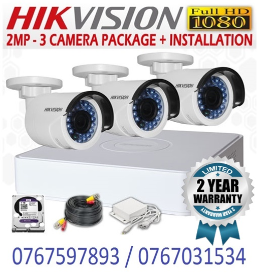 HIKVISION 1080p CCTV 3 Camera with 1080P 4ch DVR Complete Package